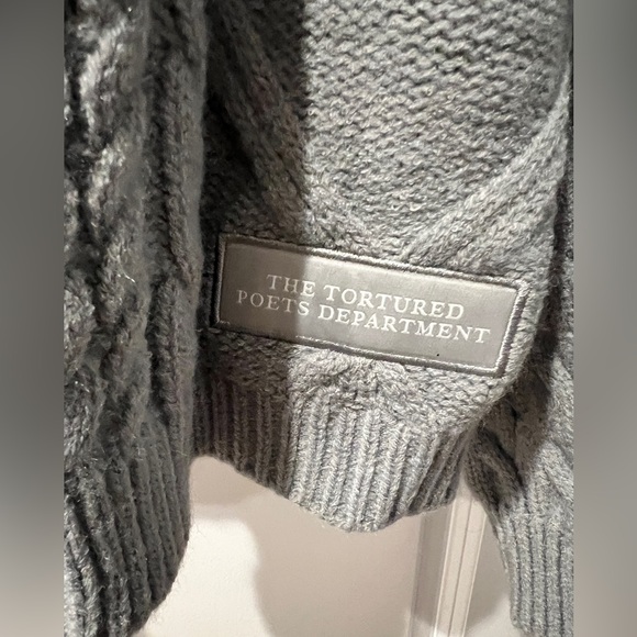 Taylor Swift The Tortured Poets Department Gray Cardigan M/L - Picture 7 of 7